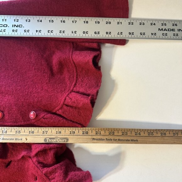Liz Claiborne Womens Wool Cardigan Sweater XL Long Sleeve Vtg Red Ruffled - Picture 8 of 8